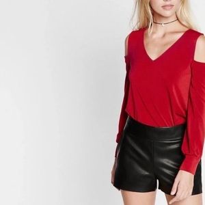 Express- Red Cold Shoulder Blouse- Size L